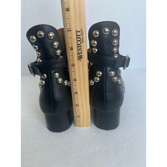 Jeffrey Campbell Rylance Black Leather Studded Ankle Low Block Heel Booties 9.5 - Picture 5 of 9